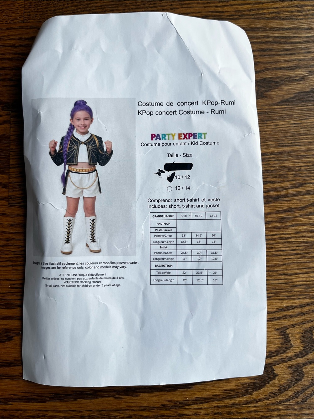 Kids KPop Rumi Costume in Black, White & Gold